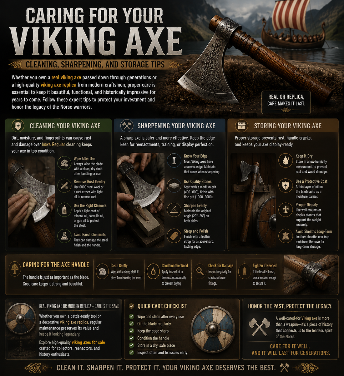 Caring for Your Viking Axe: Cleaning, Sharpening, and Storage Tips