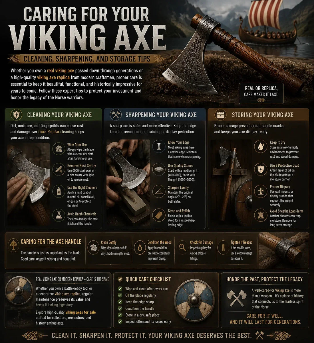 Caring for Your Viking Axe: Cleaning, Sharpening, and Storage Tips