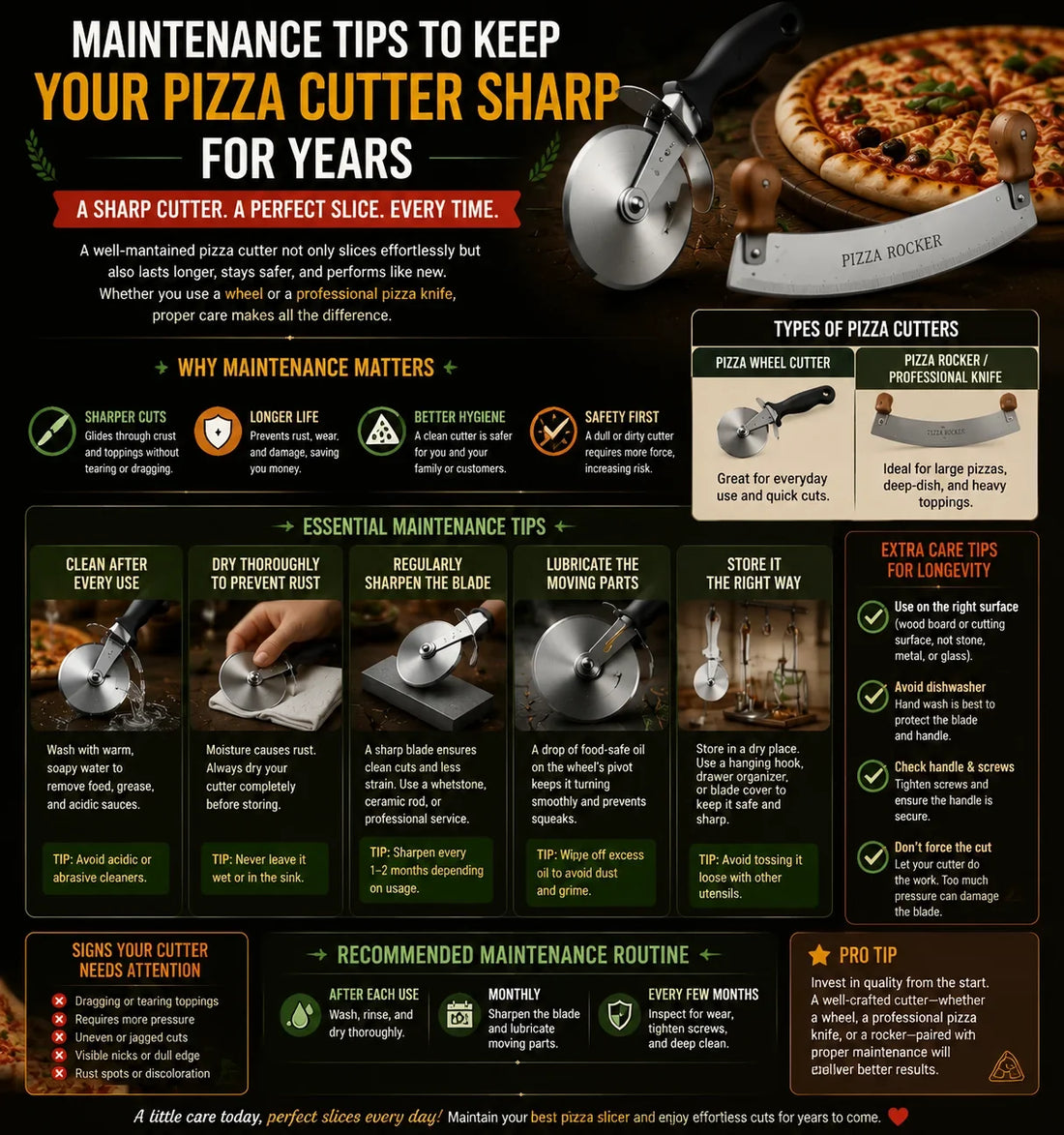 Maintenance Tips to Keep Your Pizza Cutter Sharp for Years