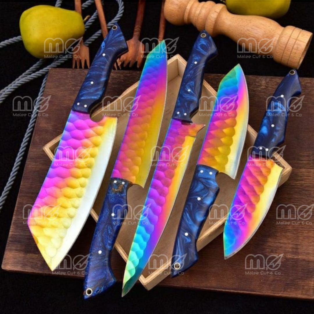 D2 Steel Blades 5-Piece Custom Handmade Chef Knife Set