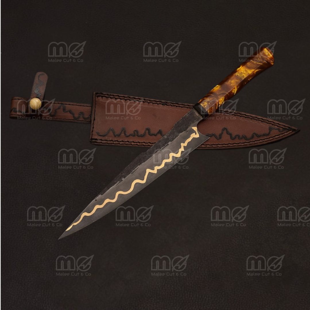 Handmade Chef Knife With 440C Stainless Steel Blade & Leather Sheath