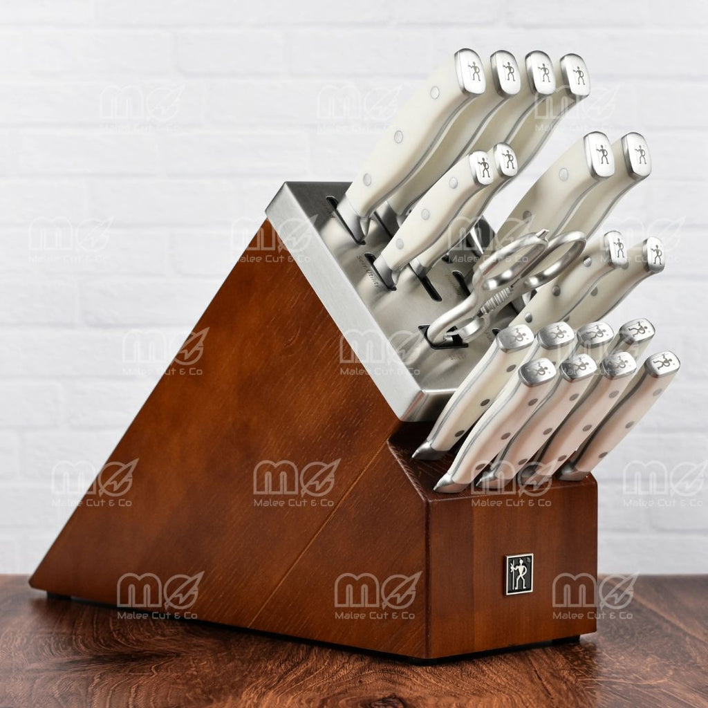Ikon Creme 10-Piece Knife Block Set – Acacia Wood