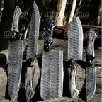 Twist Pattern Design 5-Piece Damascus Steel Chef Knife Set