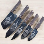 5-Piece Chef Knife Set – Handmade Carbon Steel Blades With Wooden Handles