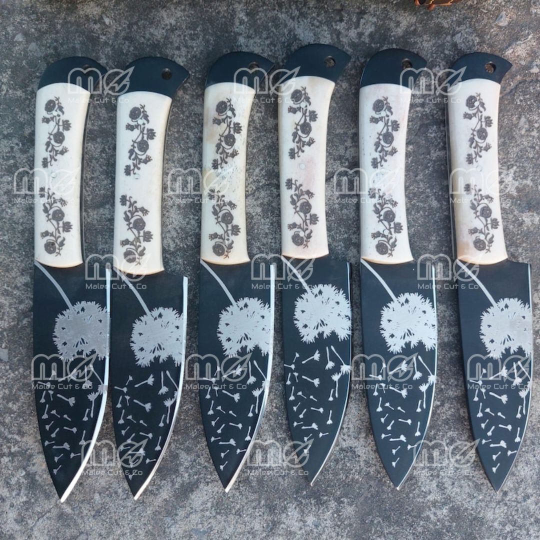 6-Piece Handmade Carbon Steel Steak Knife Set