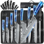 9PCS Japanese Damascus Pattern Kitchen Knife Set