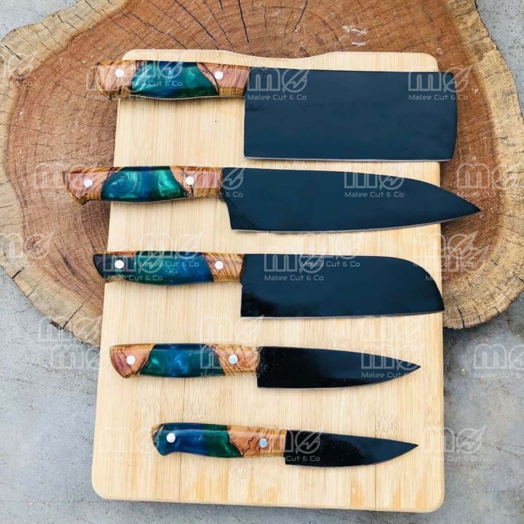 Personalized Hand-Forged 5-Piece Chef Knife Set
