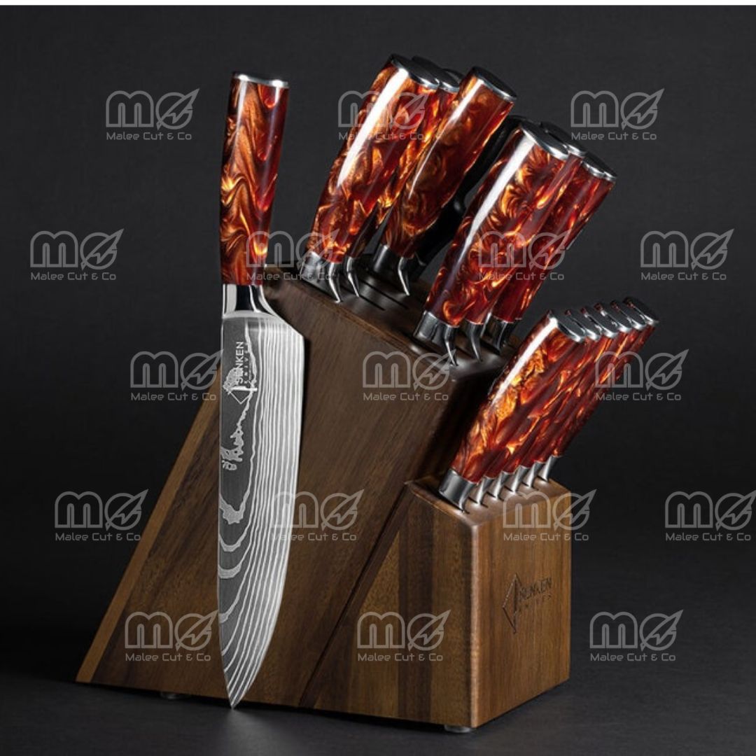 16-Piece Acacia Wood Knife Block Set