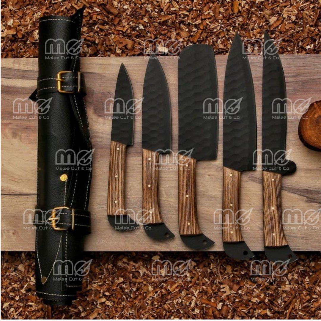 Premium 5-Piece Custom Handmade Damascus Chef Knife Set