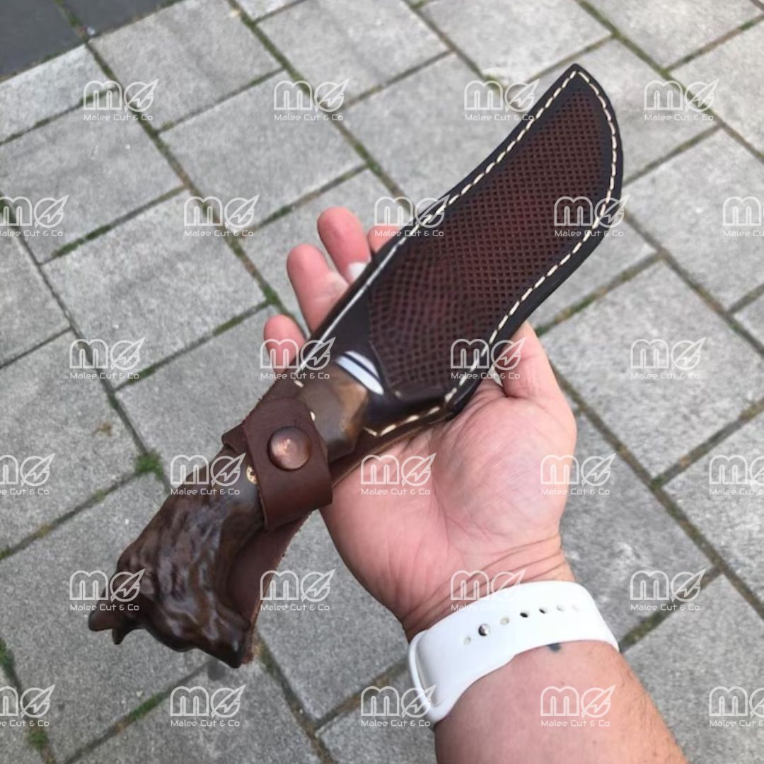 Custom Handmade Wolf Head Hunting Knife