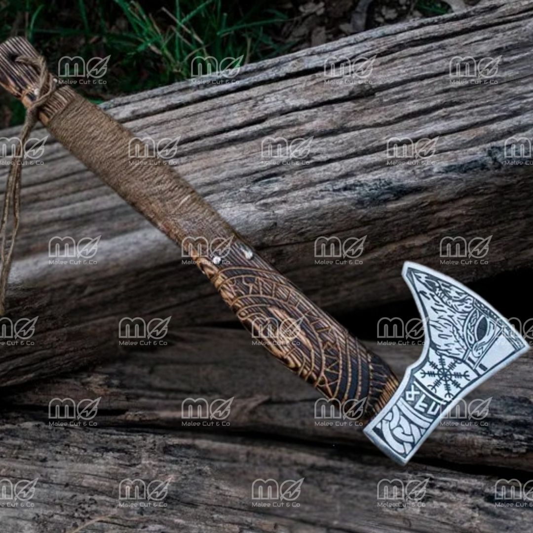 Ragnar Handmade Viking Axe | Forged Carbon Steel Camping Hatchet With Rosewood & Ash Handle