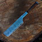 Best Handmade Copper Damascus Steel Cleaver Knife - Leather Sheath
