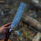 Best Handmade Copper Damascus Steel Cleaver Knife - Leather Sheath