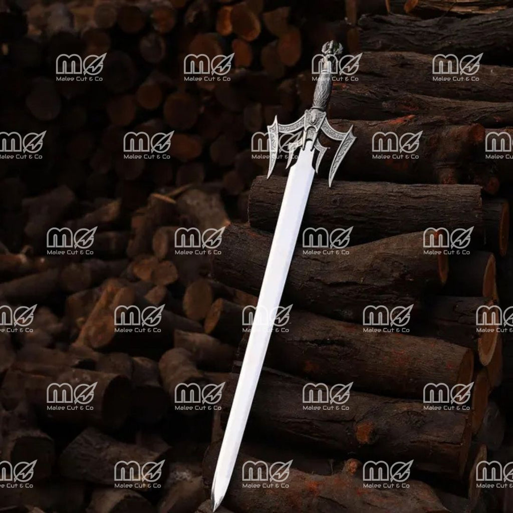 Handmade Damascus Steel Medieval Viking Sword – Templar Knights Sacred Holy Sword with Leather Sheath