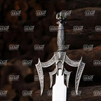 Handmade Damascus Steel Medieval Viking Sword – Templar Knights Sacred Holy Sword with Leather Sheath