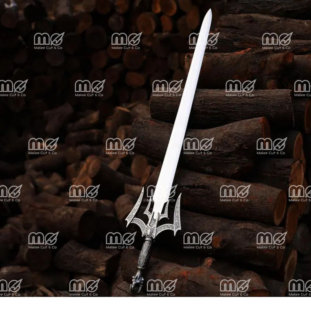 Handmade Damascus Steel Medieval Viking Sword – Templar Knights Sacred Holy Sword with Leather Sheath