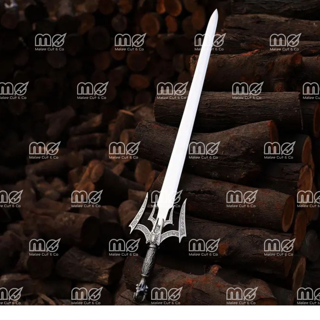 Handmade Damascus Steel Medieval Viking Sword – Templar Knights Sacred Holy Sword with Leather Sheath