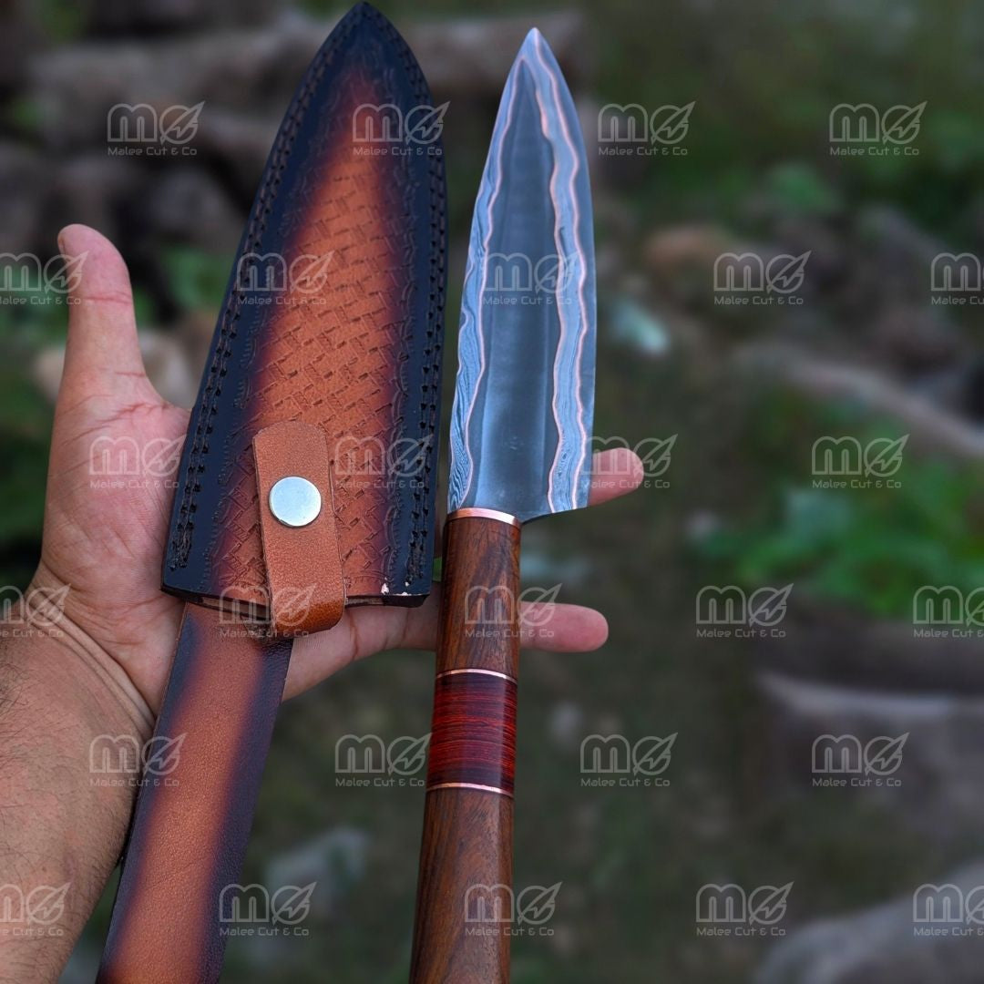 Copper Damascus Fillet Knife Set | Handmade Cu Mai Chef Knife