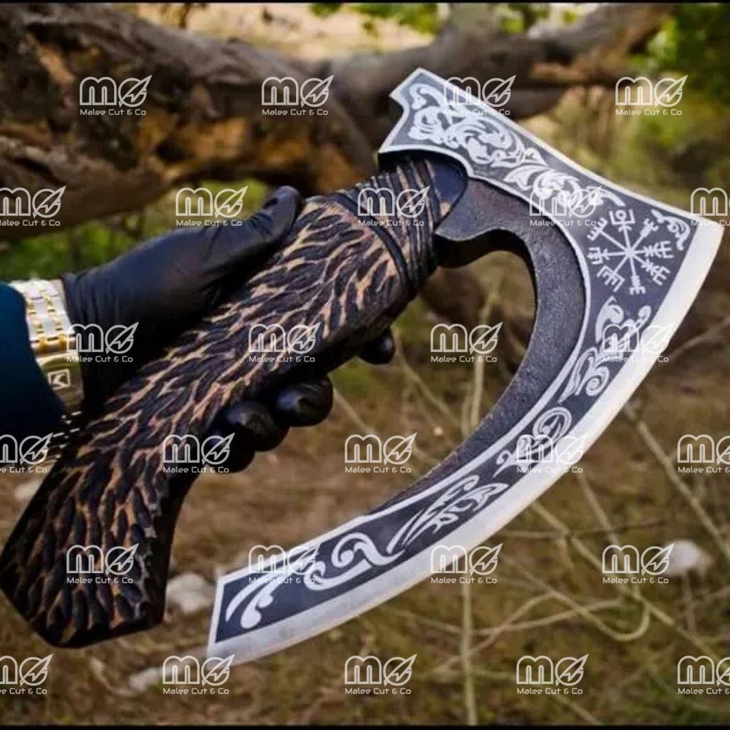 Original Custom Hand Forged Viking Bearded Pizza Cutter Axe