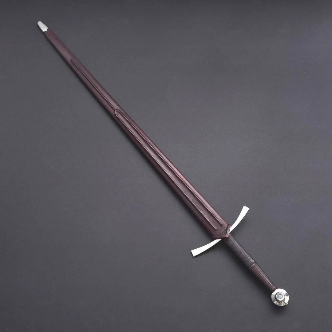 Hand-Forged Medieval Long Sword With Scabbard | Carbon Steel Decorative Sword for Cosplay & Gifting
