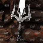 Handmade Damascus Steel Medieval Viking Sword – Templar Knights Sacred Holy Sword with Leather Sheath