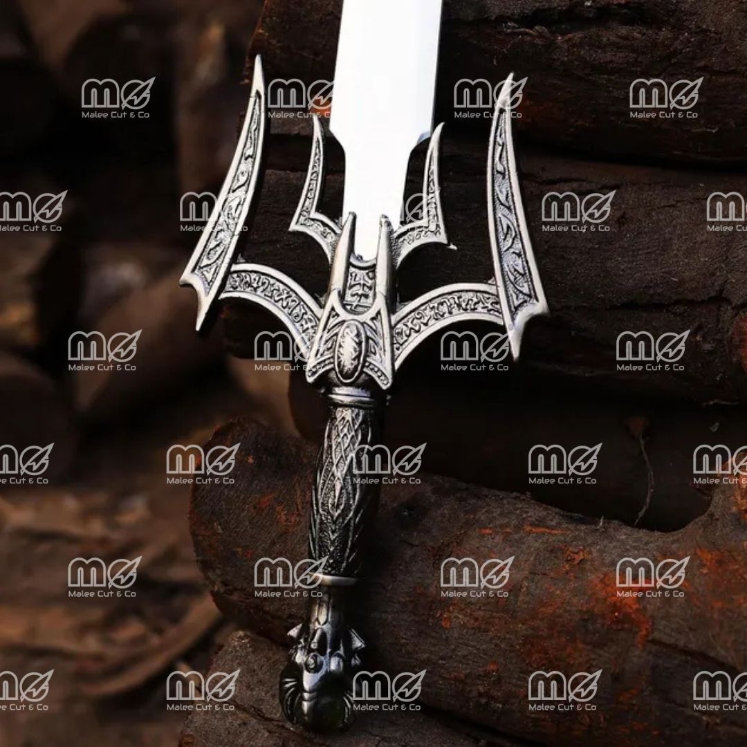 Handmade Damascus Steel Medieval Viking Sword – Templar Knights Sacred Holy Sword with Leather Sheath