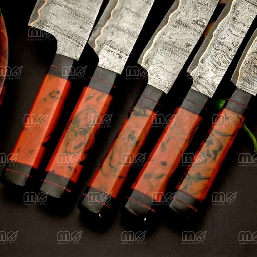 Artisan Copper Damascus Chef Knife Set –  Free Shipping