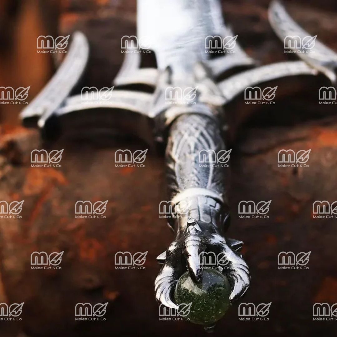 Handmade Damascus Steel Medieval Viking Sword – Templar Knights Sacred Holy Sword with Leather Sheath