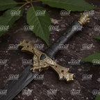 Hand Forged Damascus Steel Medieval Long Viking Sword | With Leather Sheath