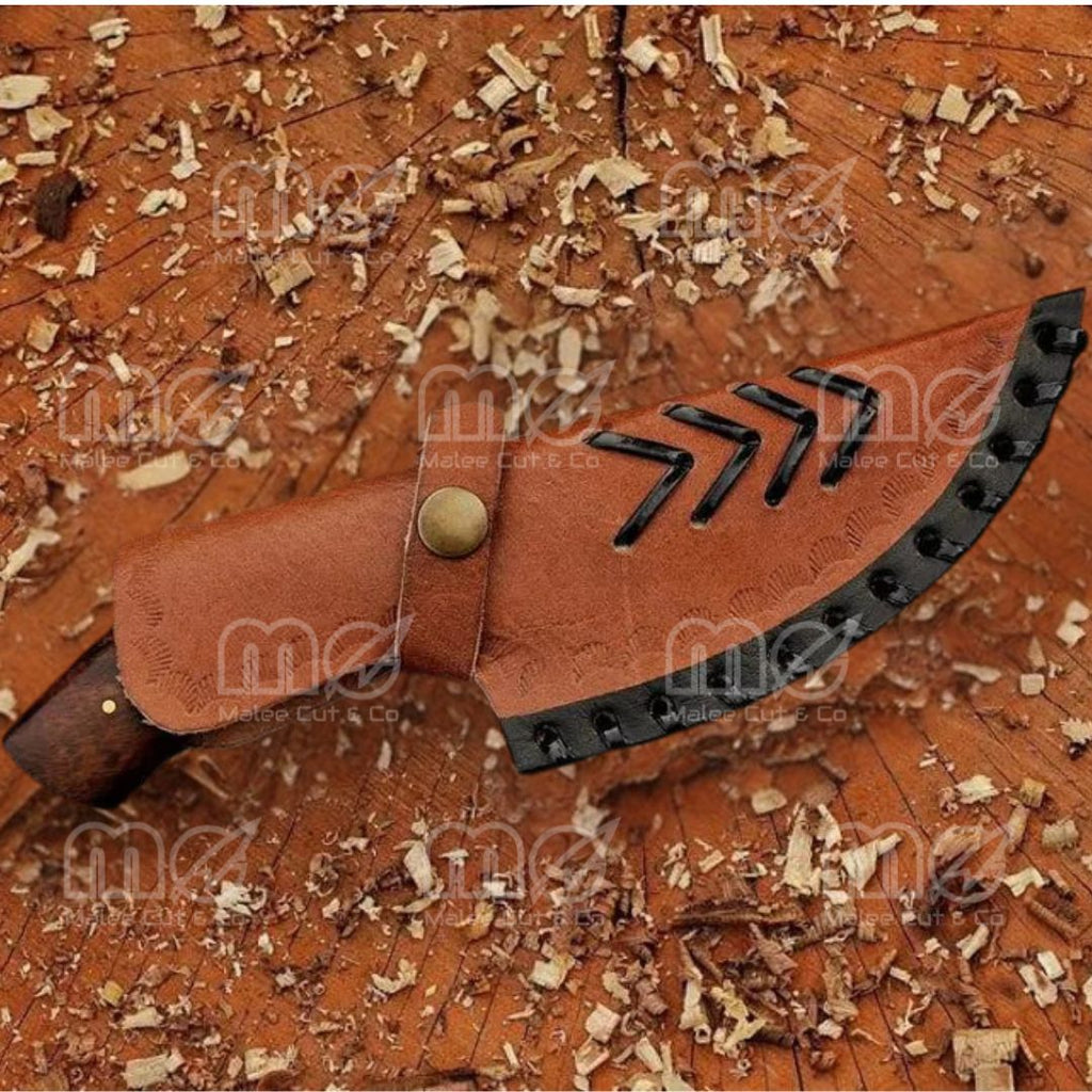 Handmade Damascus Steel Hunting Knife With Rosewood Handle