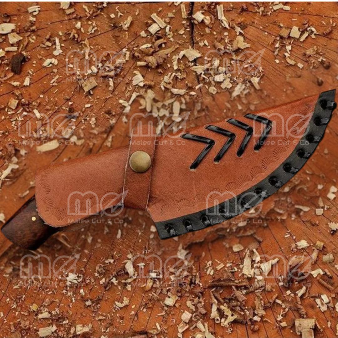 Handmade Damascus Steel Hunting Knife With Rosewood Handle
