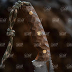 Handmade Damascus Bushcraft Knife With Leather Sheath