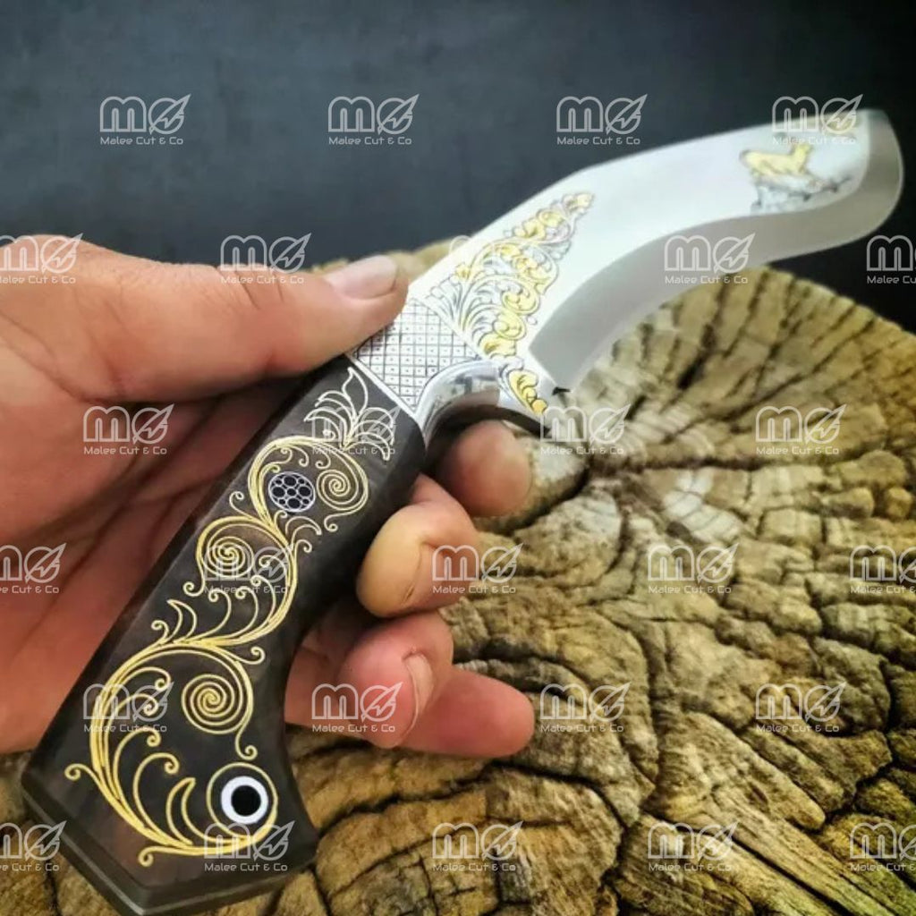 Hand-Forged Bowie Knife With Leather Sheath – Custom Hunting & Bushcraft Knife