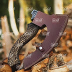 Hand Forged Viking Pizza Cutter Axe With Carbon Steel Blade, Ash Wood Handle & Leather Sheath