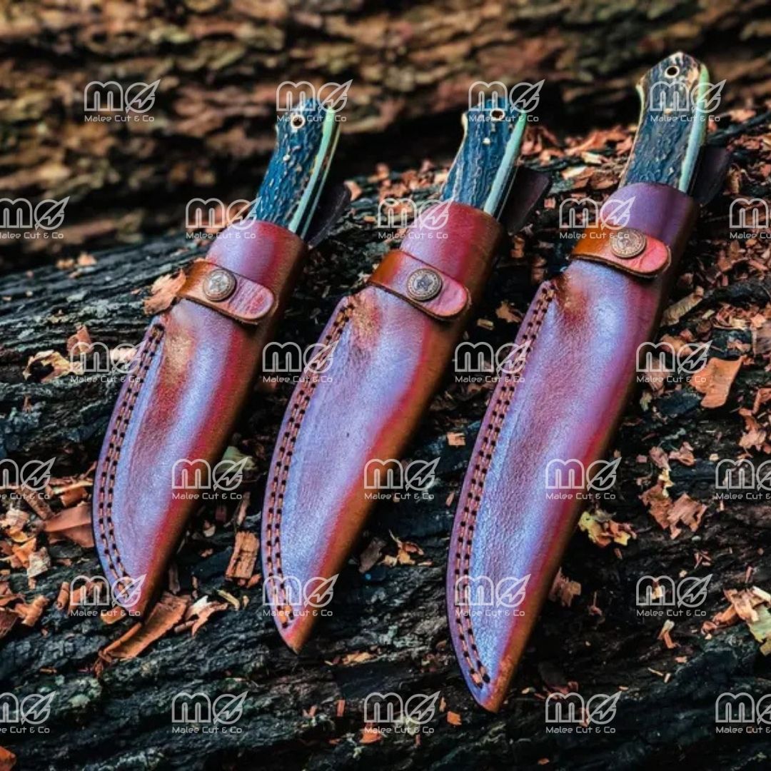 Lot of 3 Custom Handmade Bob Loveless Style Hunting Knives