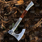 Valhalla Hand-Forged Viking Axe | High Carbon Steel Blade With Engraved Wooden Handle