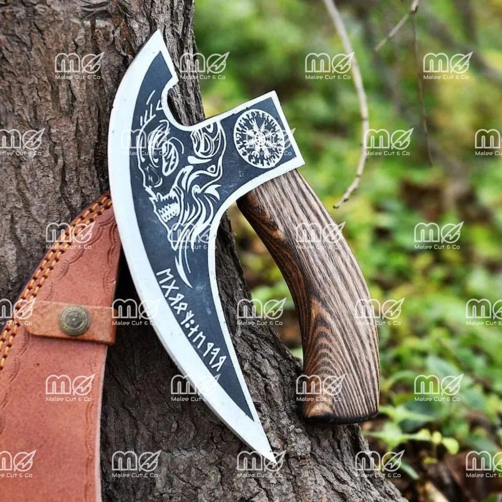 Personalized Hand-Forged Viking Pizza Cutter Axe