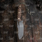 Handmade Damascus Bushcraft Knife With Leather Sheath