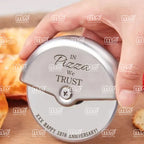 Premium Hand Forged Damascus Steel Pizza Cutter Wheel With Leather Sheath