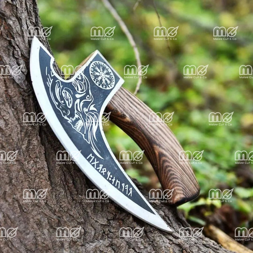 Personalized Hand-Forged Viking Pizza Cutter Axe