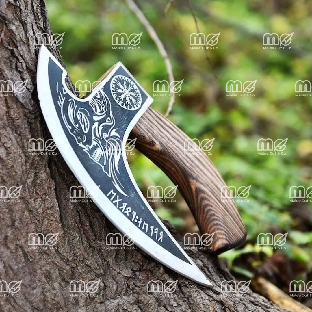 Personalized Hand-Forged Viking Pizza Cutter Axe