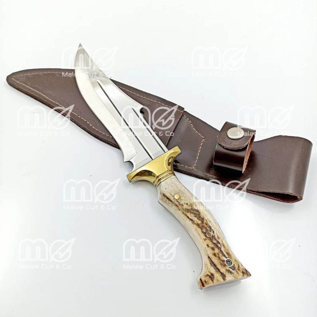 Custom Handmade Hunting Knife With Stag Horn Handle