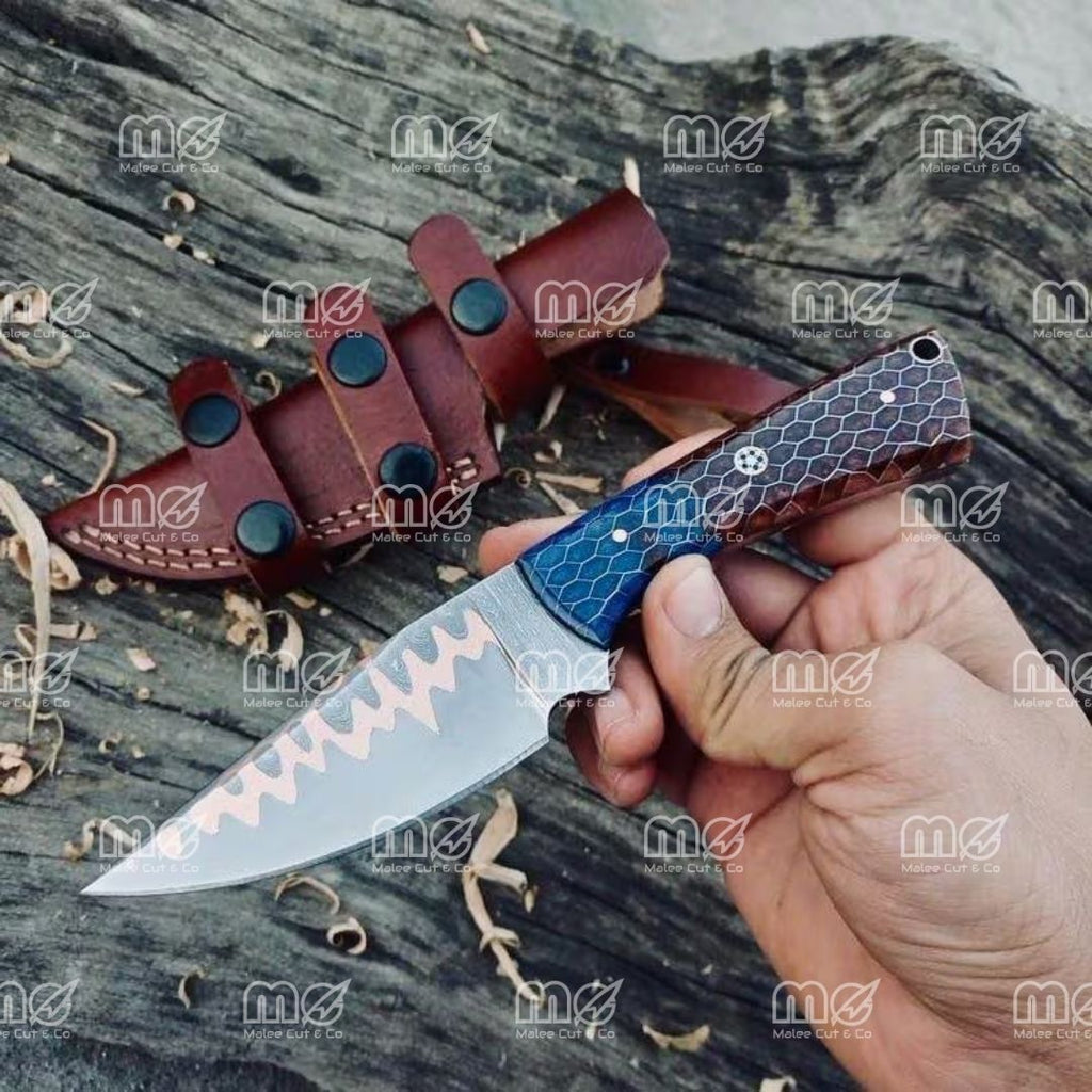 8" Handmade Copper Damascus Skinning Hunting Knife