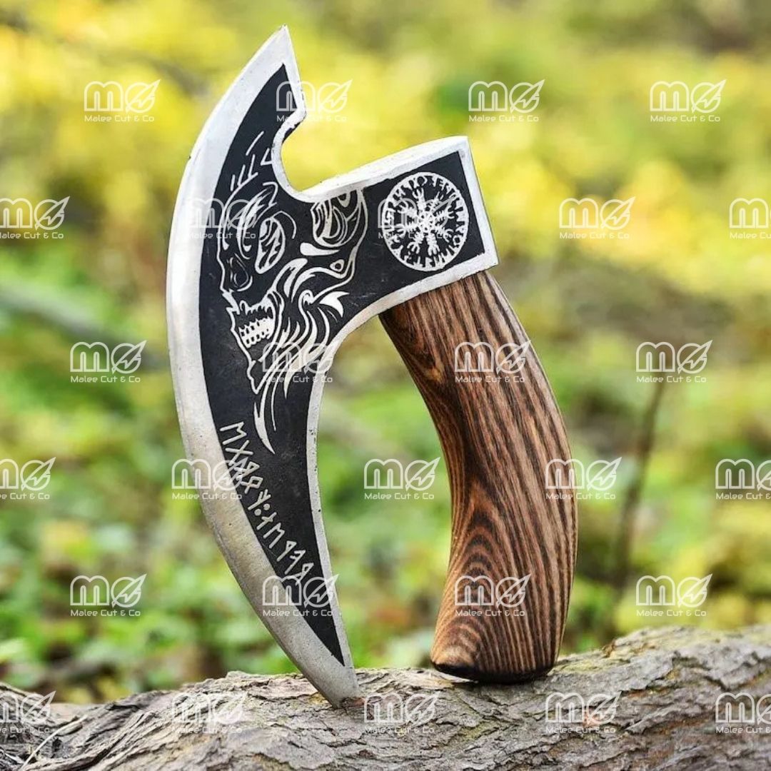 Personalized Hand-Forged Viking Pizza Cutter Axe