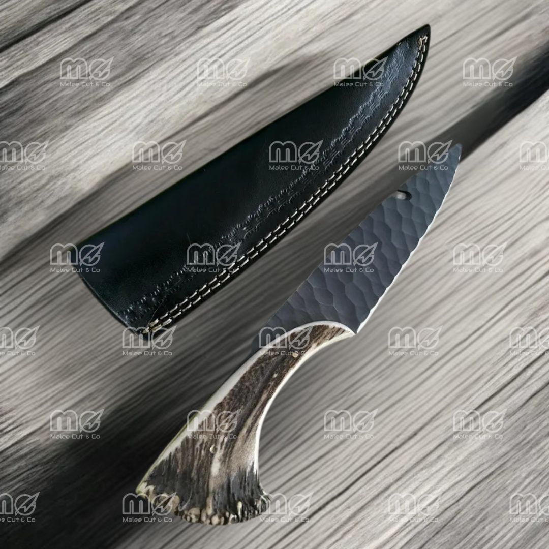 Custom Handmade D2 Steel Hunting Knife With Crown Stag Handle