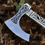Valhalla Hand-Forged Viking Axe | High Carbon Steel Blade With Engraved Wooden Handle