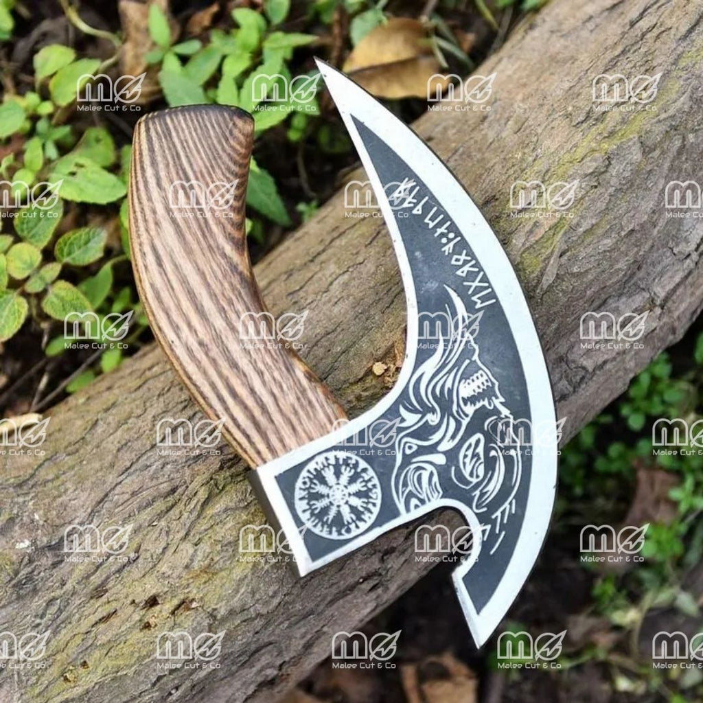 Personalized Hand-Forged Viking Pizza Cutter Axe
