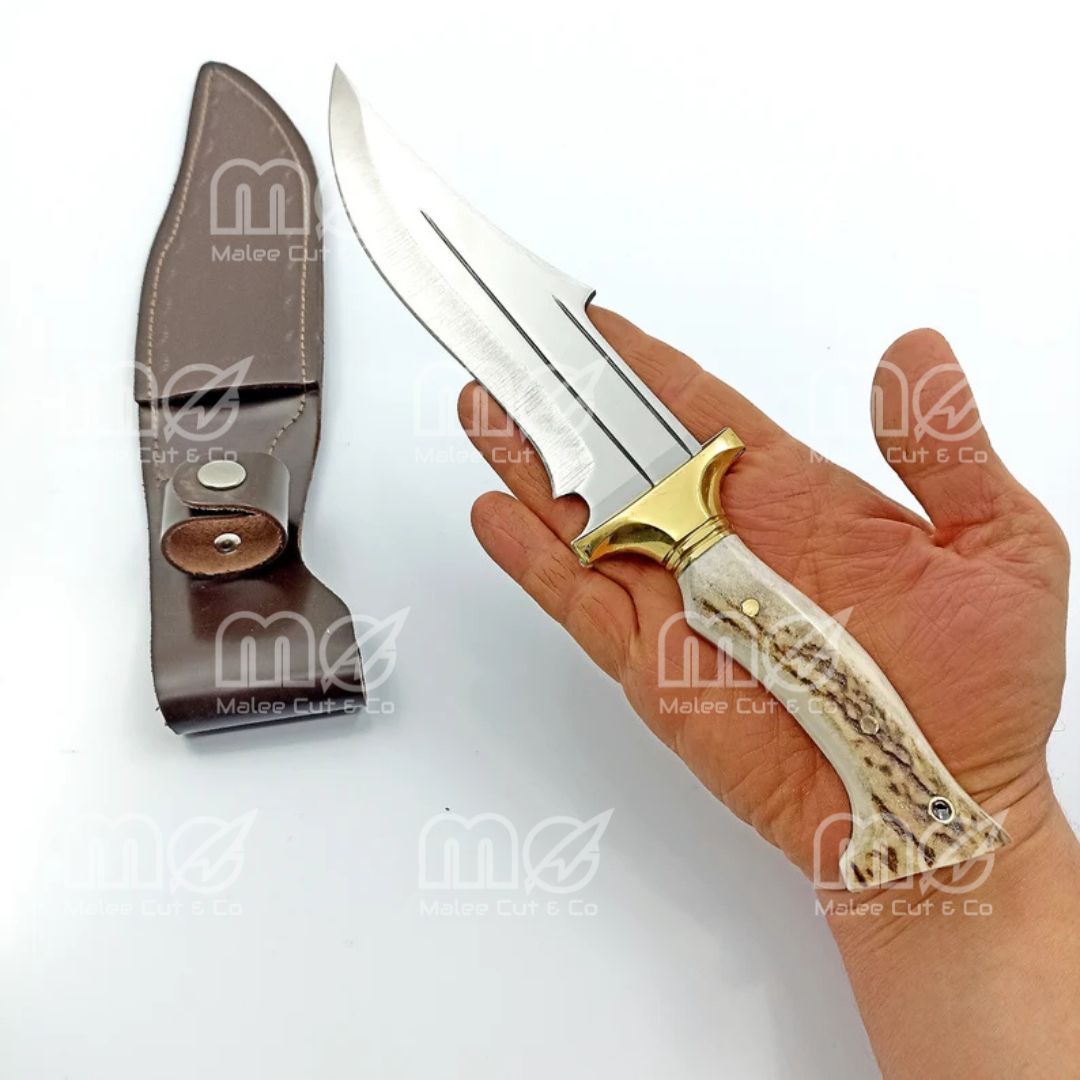 Custom Handmade Hunting Knife With Stag Horn Handle