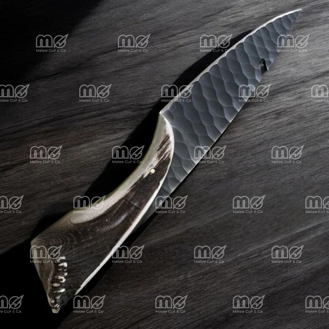 Custom Handmade D2 Steel Hunting Knife With Crown Stag Handle