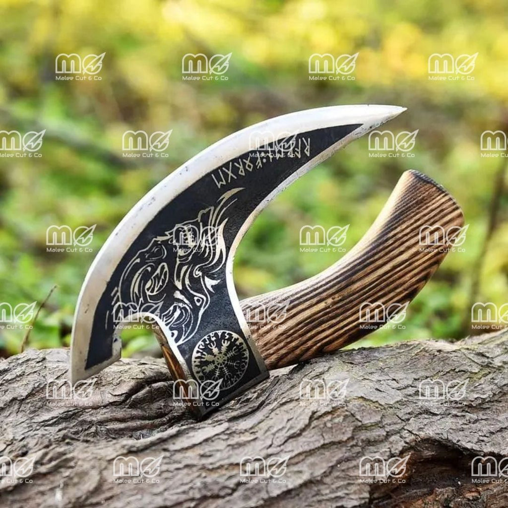 Personalized Hand-Forged Viking Pizza Cutter Axe